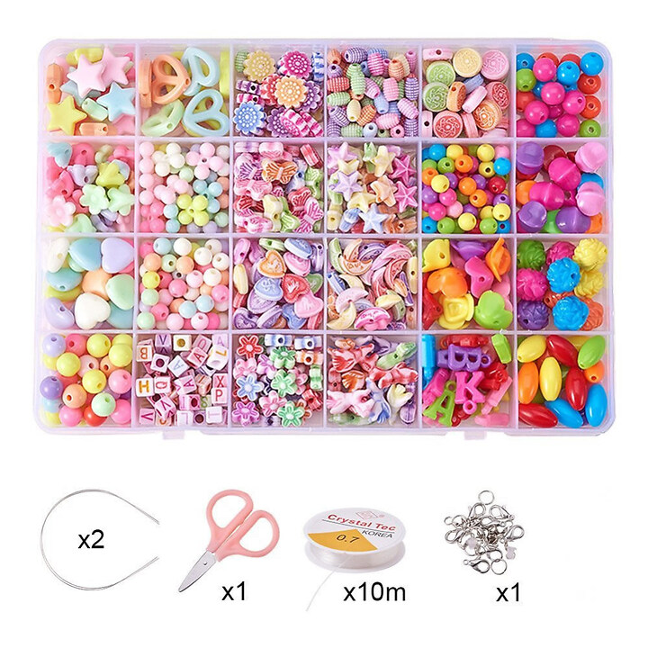 Margele set creativ, cutie 18,5x12,5x2,2cm cu 600 buc. margele plastic si accesorii