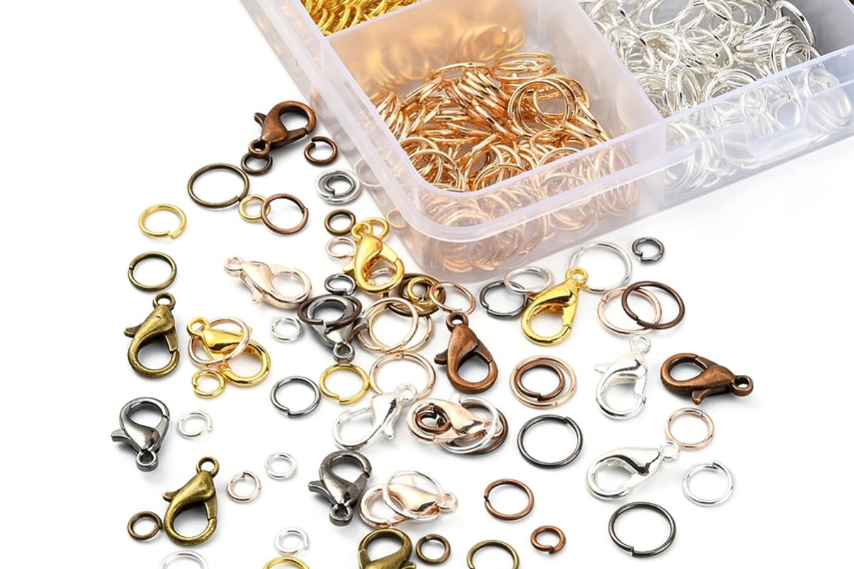 Margele set creativ, cutie 19x13,5x1,9cm cu 2340 buc. accesorii bijuterii din metal in 6 culori