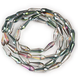 Sirag cristale electroplacate lacrima 15x6mm - gri placat multicolor
