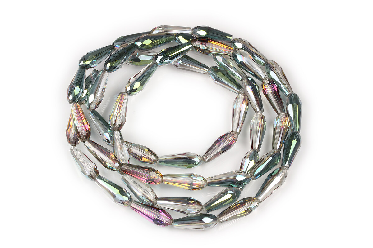 Sirag cristale electroplacate lacrima 15x6mm - gri placat multicolor