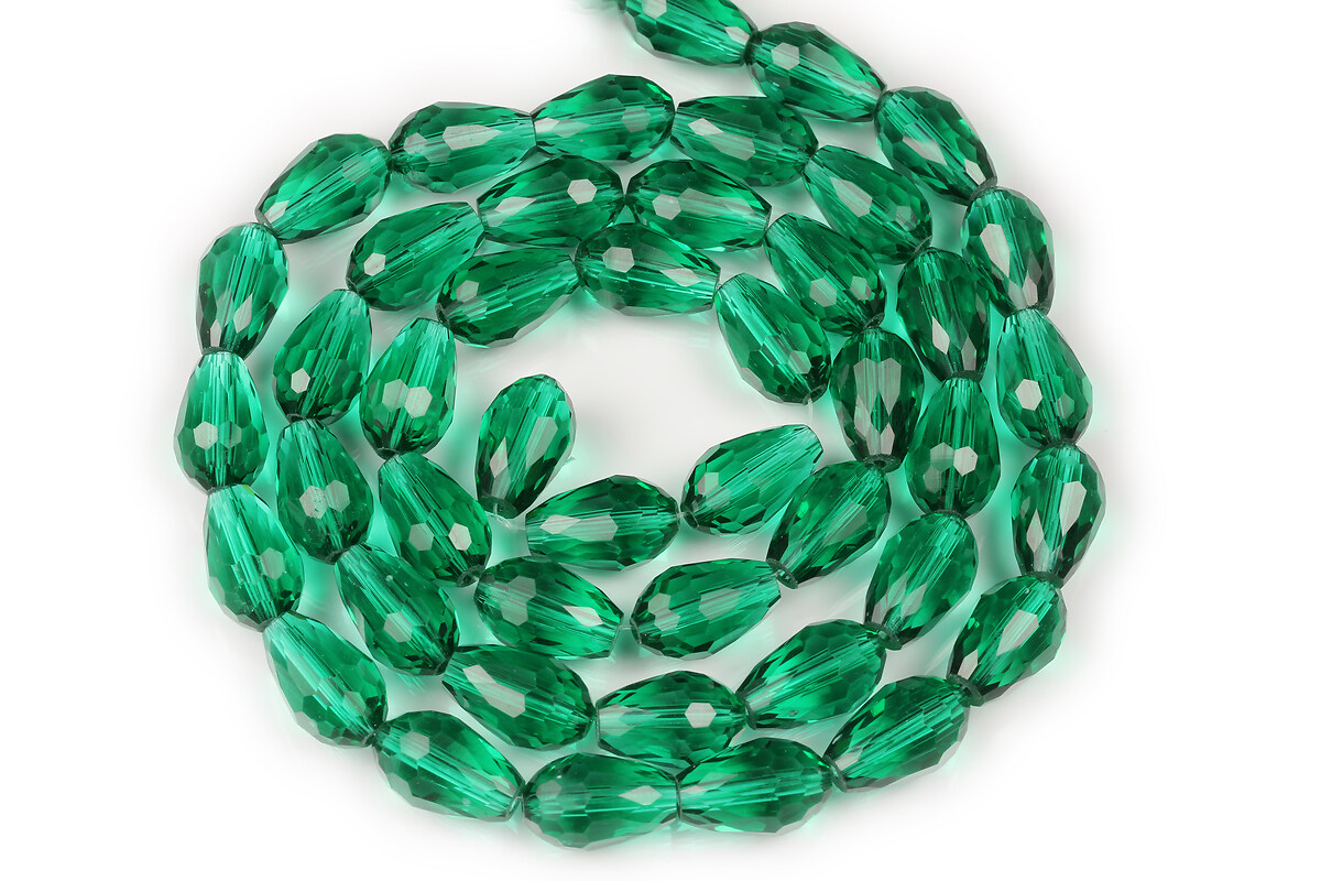 Sirag cristale lacrima fatetata 15x10mm - verde smarald