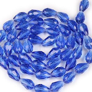 Sirag cristale lacrima fatetata 15x10mm - albastru safir