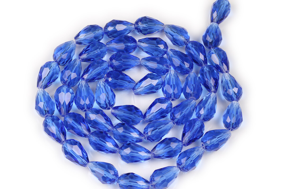Sirag cristale lacrima fatetata 15x10mm - albastru safir