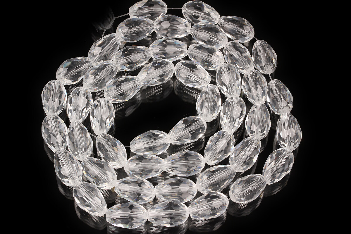 Margele cristal lacrima fatetata 15x10mm (sirag) - alb