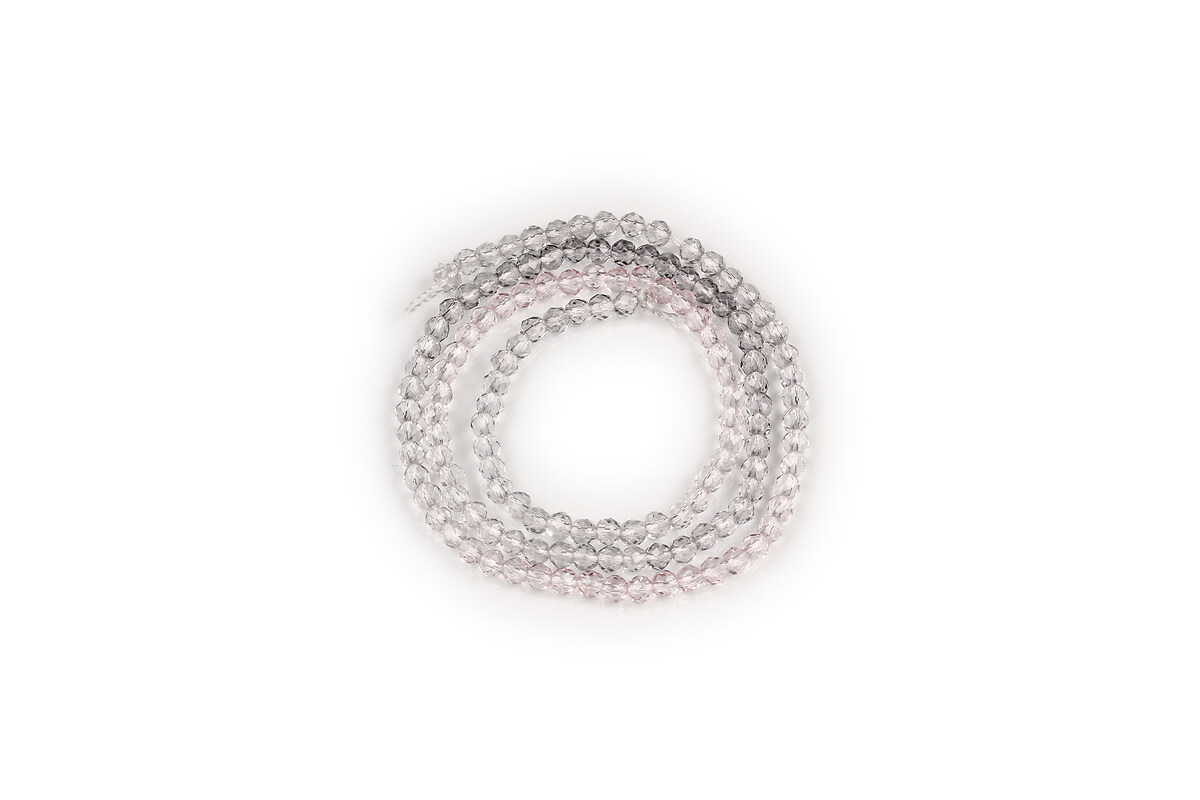 Sirag cristale rotunde 3mm - degrade gri roz