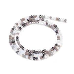 Margele cristal rondele aprox. 2x3mm (sirag) - alb gri