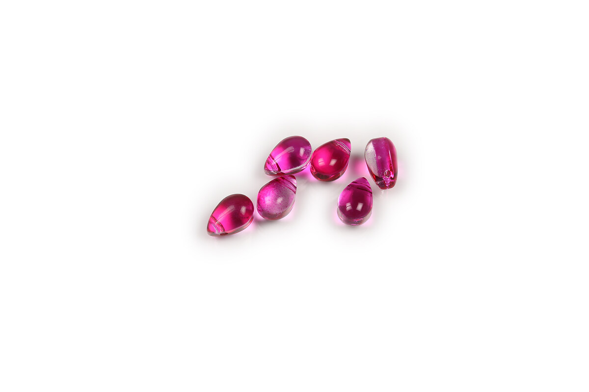 Brioleta de sticla lacrima 9x6x5mm - fucsia