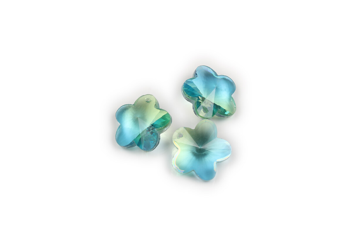 Pandantiv de cristal floare 16x16mm - bleu