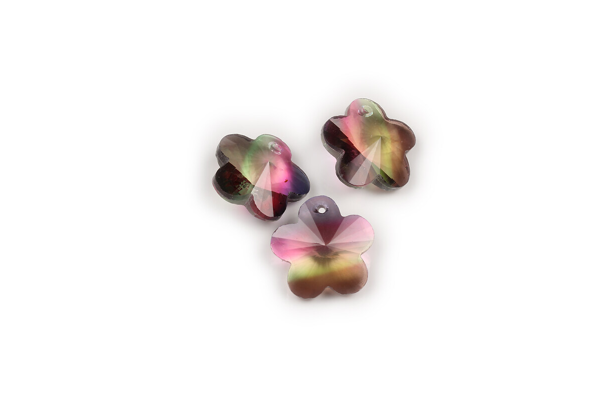 Pandantiv de cristal floare 16x16mm - roz galben