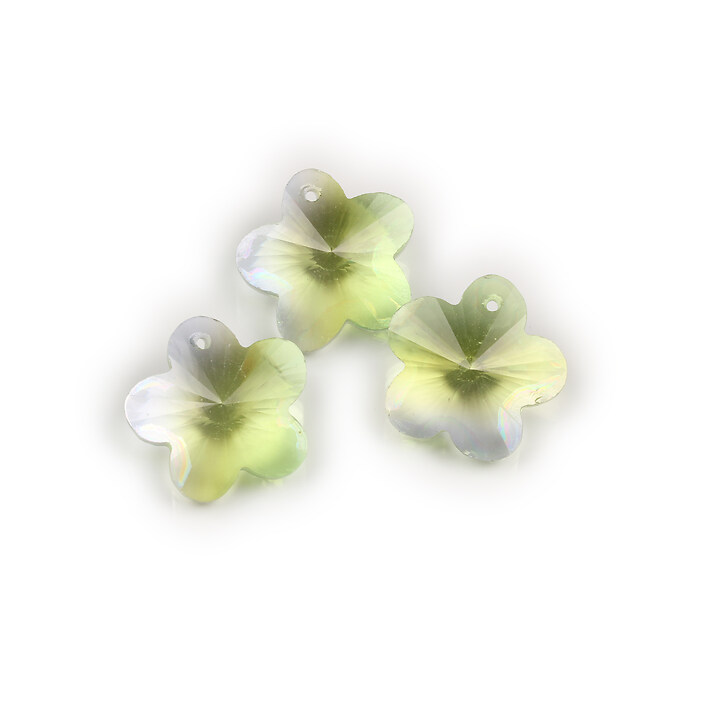 Pandantiv de cristal floare 16x16mm - galben verzui