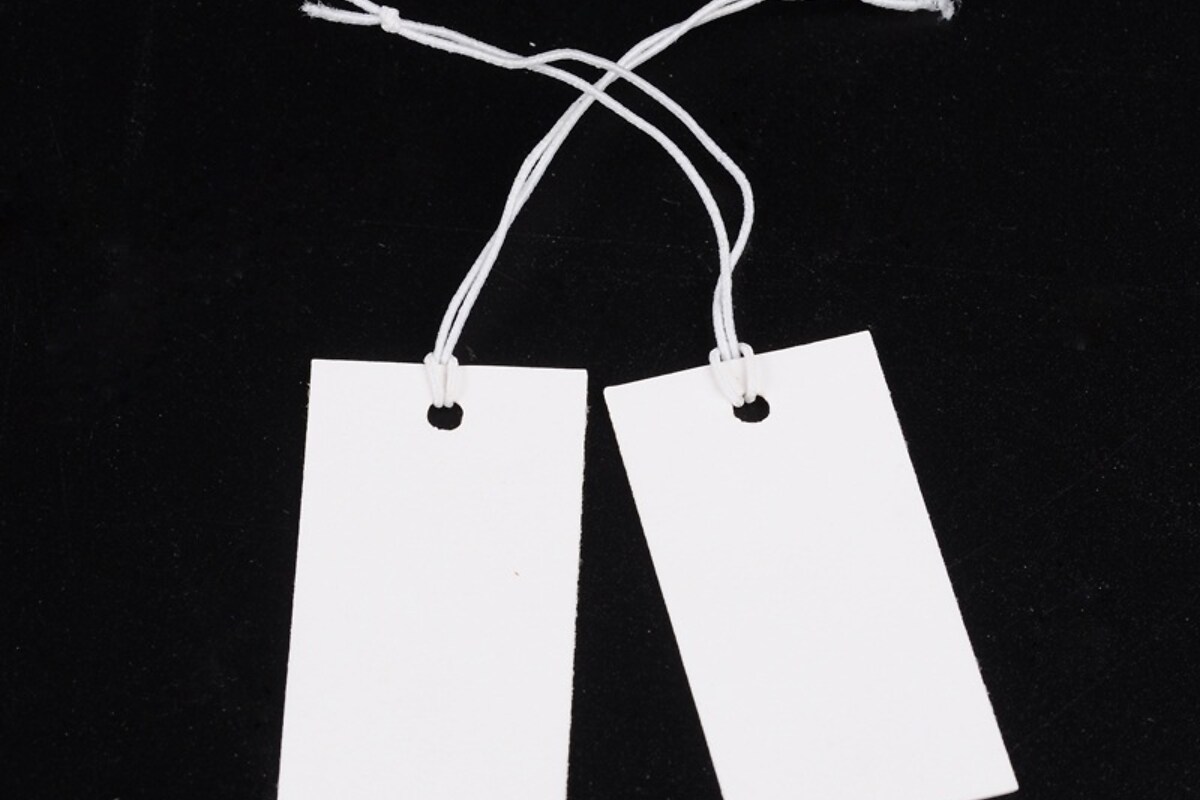 Etichete albe pentru pret cu elastic atasat 3,5x1,8cm (aprox. 100buc.)