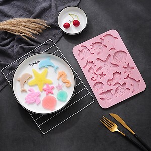 Matrita din silicon alimentar animale marine pentru fondant sau rasina 234x166x7,5mm