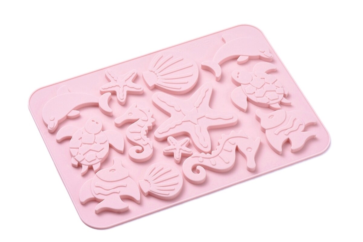 Matrita din silicon alimentar animale marine pentru fondant sau rasina 234x166x7,5mm