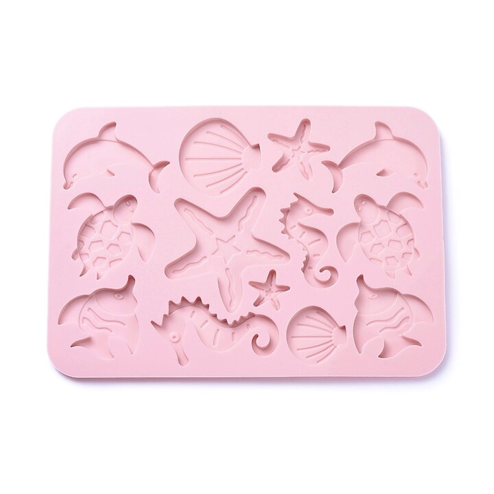 Matrita din silicon alimentar animale marine pentru fondant sau rasina 234x166x7,5mm