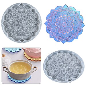 Matrita din silicon pentru rasina epoxidica suport de pahar cu mandala 205mm