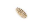 Margele de plastic crem cu insertii metalice aurii, oval 39x20mm