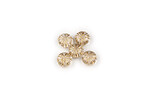 Margele de plastic crem transparent cu insertii metalice aurii, banuti 12x7mm