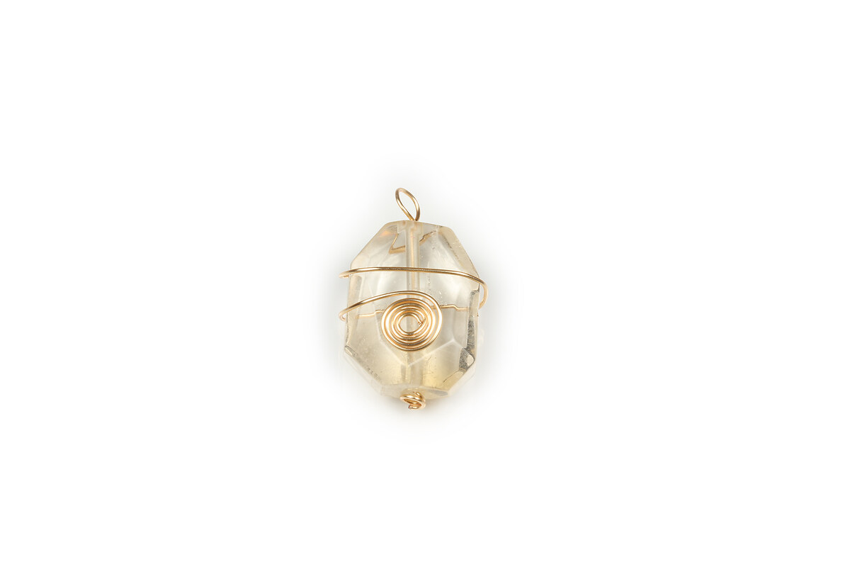 Pandantiv citrine cu agatatoare aurie 26x14-16mm