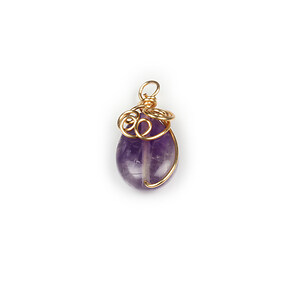 Pandantiv ametist cu agatatoare aurie 25-26x14mm