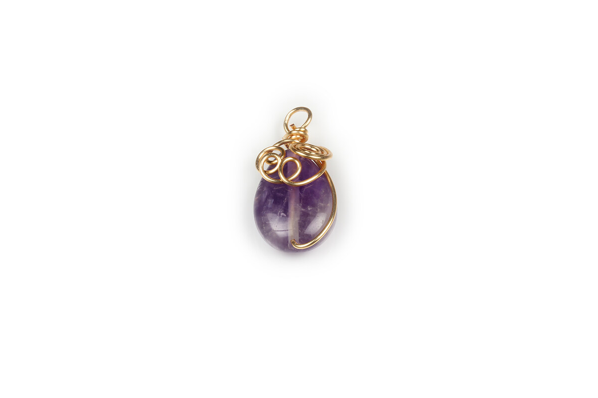 Pandantiv ametist cu agatatoare aurie 25-26x14mm