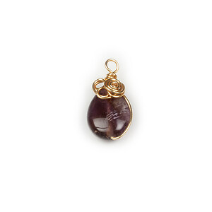 Pandantiv ametist cu agatatoare aurie 25-26x14mm