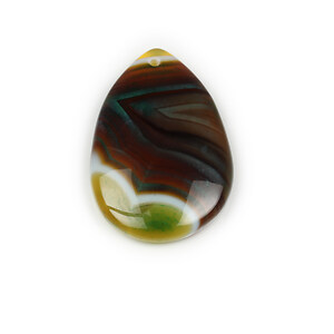 Pandantiv lacrima agata striped maro si verde 40x28mm
