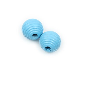 Margele lemn natural colorat, model stup 20x19mm - albastru (1 buc.)