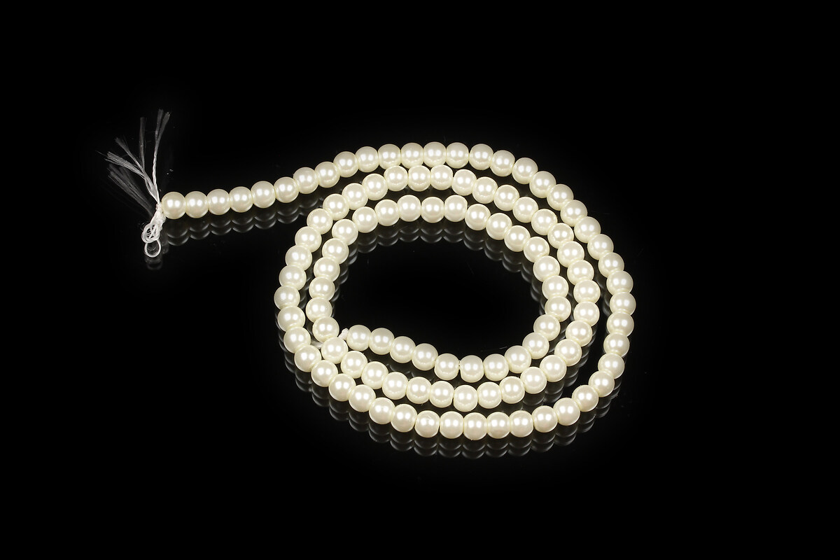 Perle de sticla, sfere 4mm - alb crem (100 buc.)