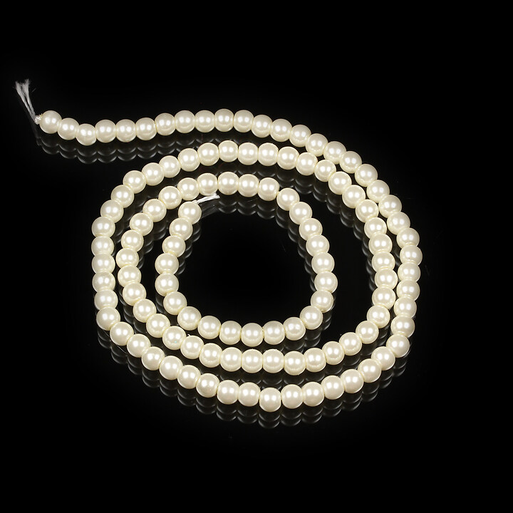 Perle de sticla, sfere 4mm - alb crem (100 buc.)