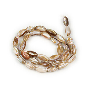 Mărgele sidef bej oval 12 &times; 6 mm (sirag)