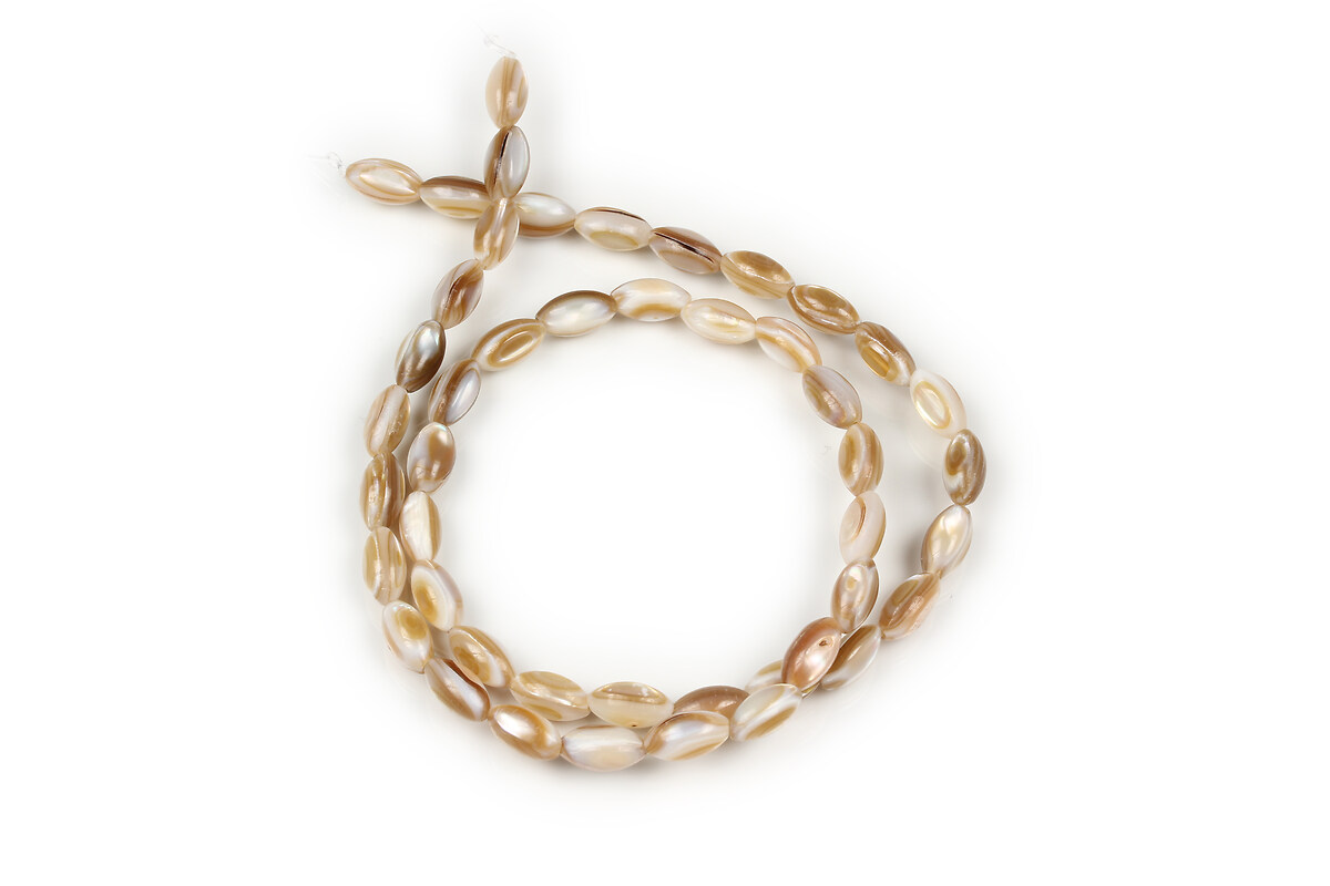 Mărgele mărgele sidef bej oval 9 × 5 mm (sirag)