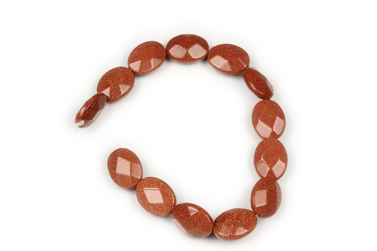 Mărgele scurt goldstone oval fatetat 17 × 13 × 6 mm (sirag)