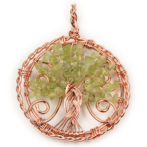 Pandantiv peridot copacul vietii in montura rose gold 65x50mm