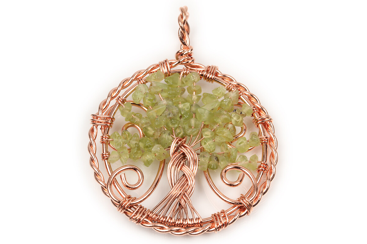 Pandantiv peridot copacul vietii in montura rose gold 65x50mm