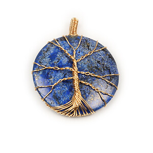 Pandantiv copacul vietii auriu cu lapis lazuli 47x39mm