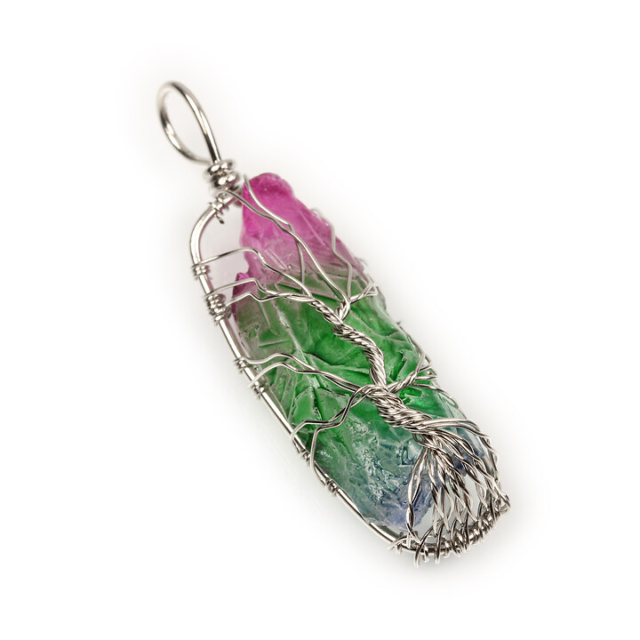 Pandantiv cuart electroplacat multicolor copacul vietii 58x16mm