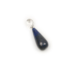 Pandantiv lacrima lapis lazuli cu agatatoare argintiu inchis 28x10mm
