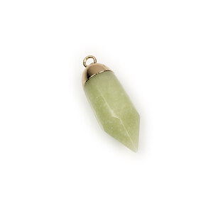 Pandantiv jad olive cu agatatoare aurie 35x12mm