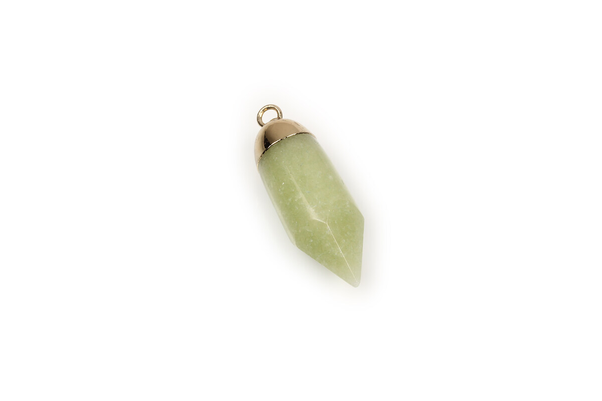Pandantiv jad olive cu agatatoare aurie 35x12mm