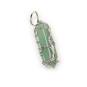 Pandantiv aventurin verde in montura argintiu inchis 51x16mm