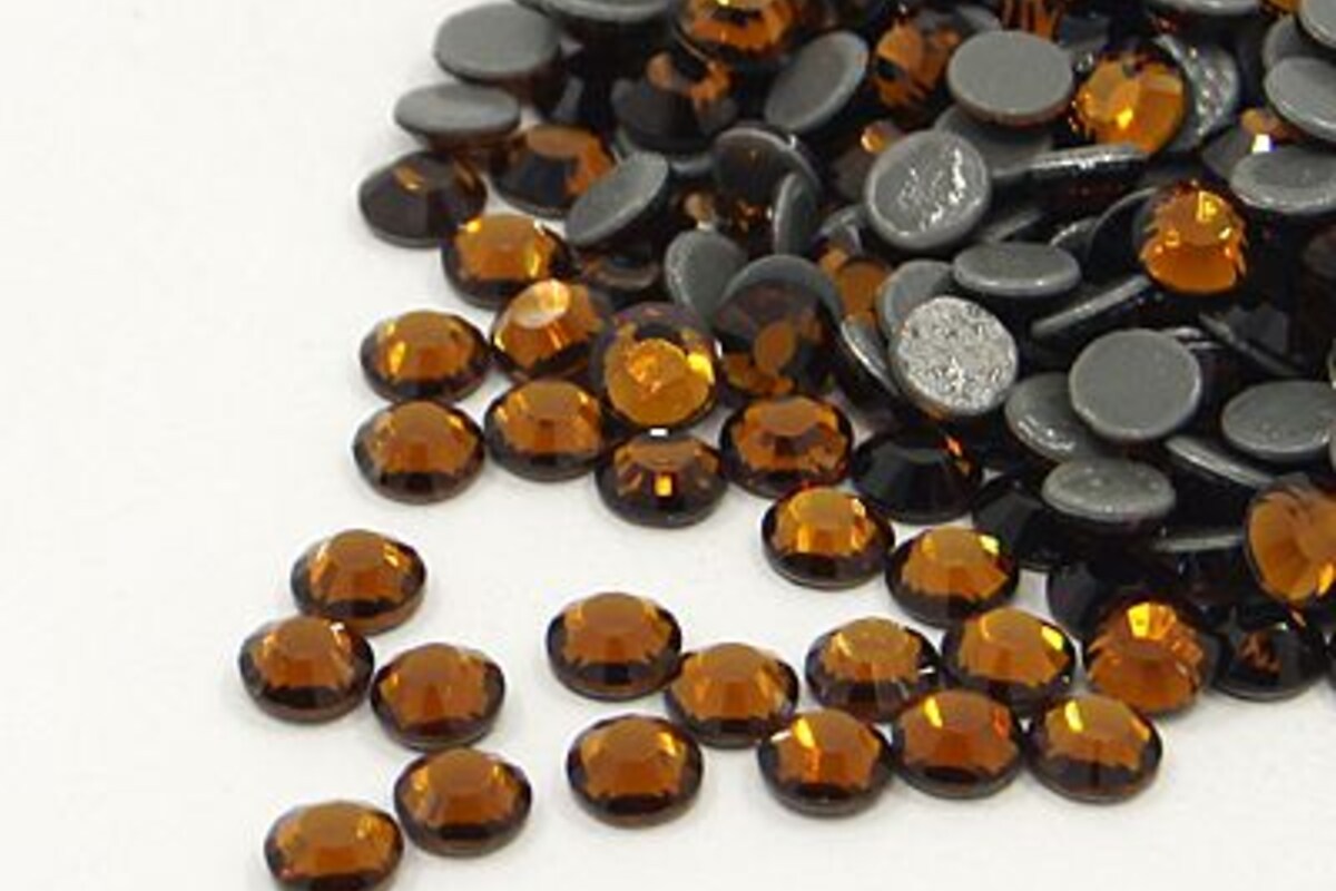 Strasuri cristal HOTFIX, marime SS16 (3,8-4mm), aprox. 1440 buc. - Smoked Topaz