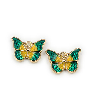 Pandantiv auriu emailat fluture 15x20mm - verde