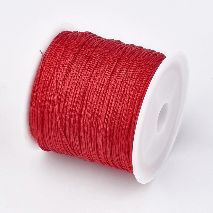 Snur nylon rosu pentru bratari, grosime 0,8mm, rola aprox. 45m