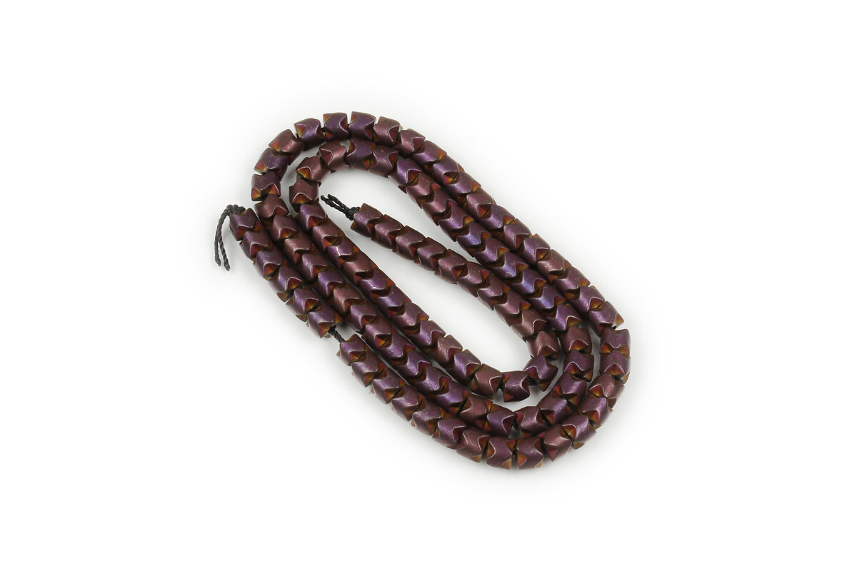 Margele hematit frosted rondele, electroplacat mov, 5x4mm (sirag)