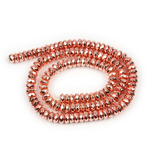 Margele hematit rondele, electroplacat rose gold, 3x6mm (sirag)