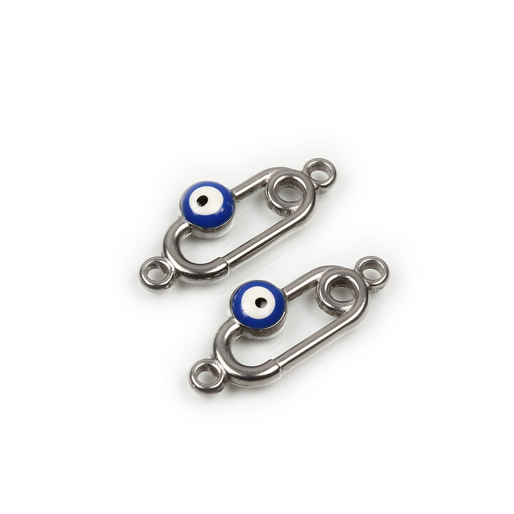 Link otel inoxidabil 304 ac de siguranta cu email evil eye 23x10x3mm