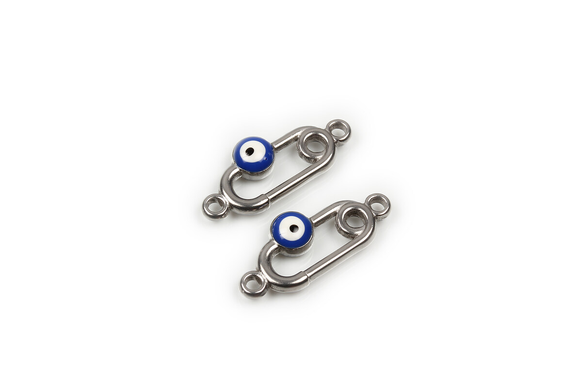 Link otel inoxidabil 304 ac de siguranta cu email evil eye 23x10x3mm