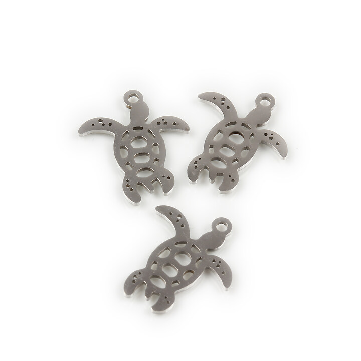 Charm otel inoxidabil 201, broasca testoasa 17,5x15mm