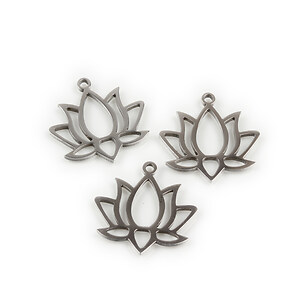 Charm otel inoxidabil 304, floare de lotus 16,5x17mm