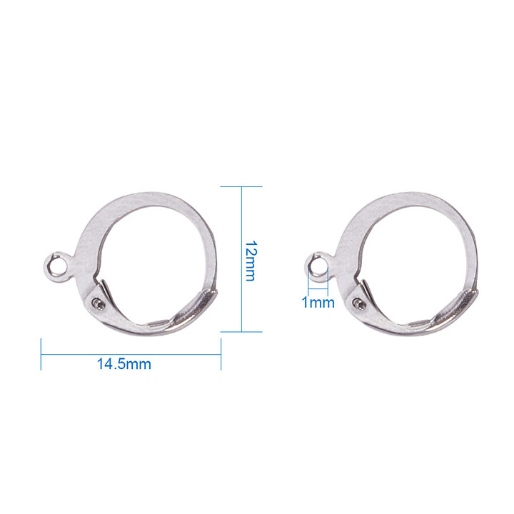 Tortite cercei rotunde, otel inoxidabil 304, leverback 14,5x12mm (2 buc.)